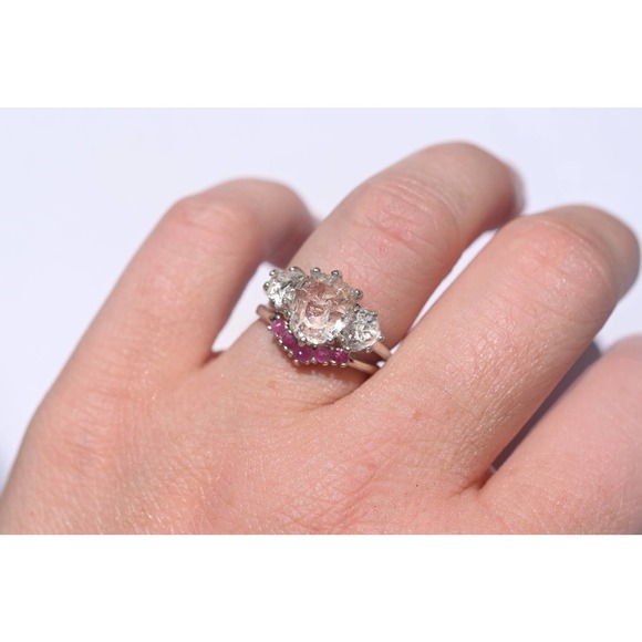 Ruby and diamond engagement ring set, Art deco Ring, Promise Ring, Vinta… - Picture 1 of 3